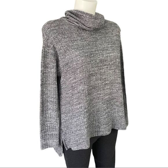 ANTHROPOLOGIE MAEVE OVERSIZED TURTLE NECK RIBBED KNIT‎ SWEATER TOP GRAY SZ XS - Picture 2 of 8